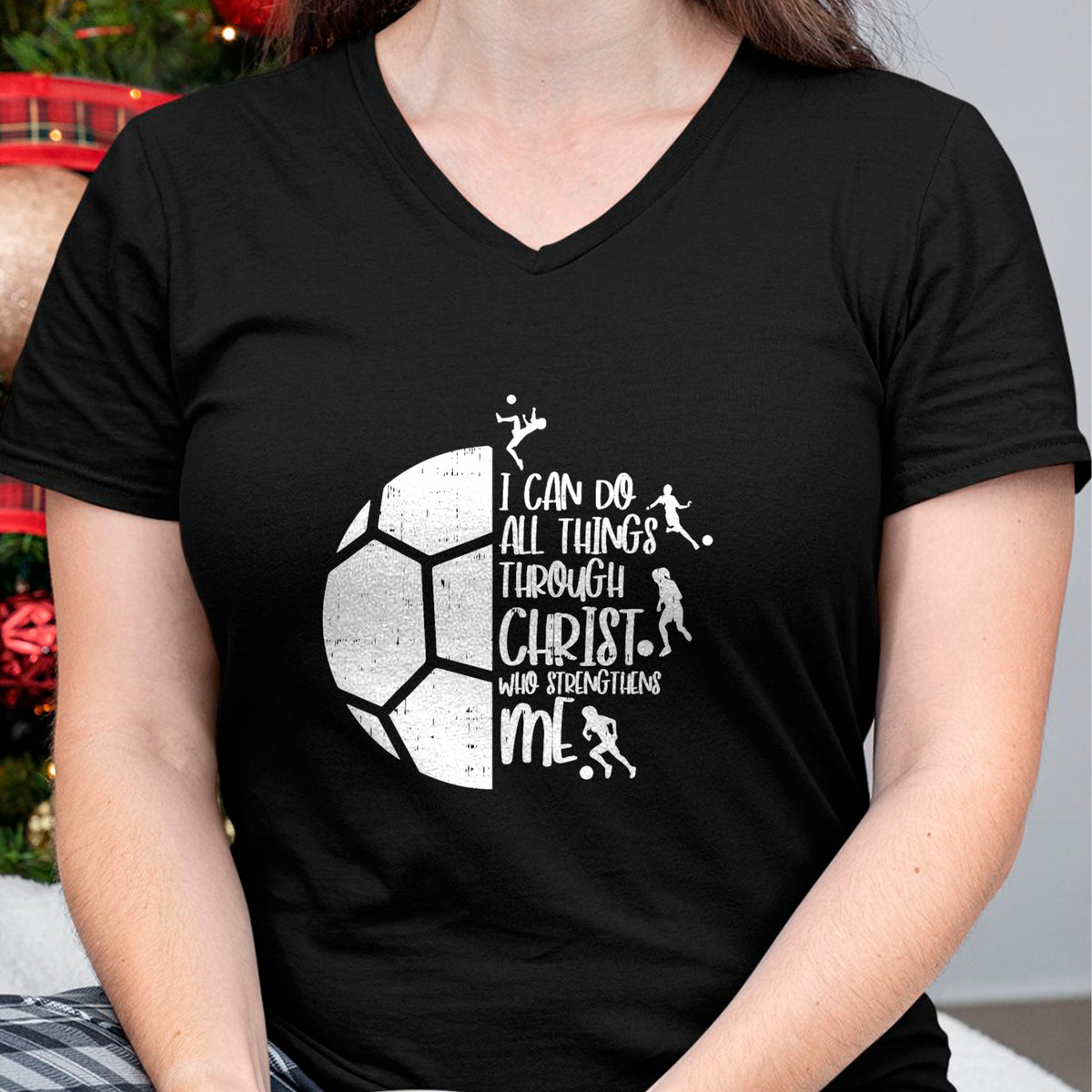 Christian Tee, Christian Faith Unisex T-Shirt/Hoodie/Sweatshirt HLT00 - I Can Do Things Through Christ Soccer Football God Gift T-Shirt
