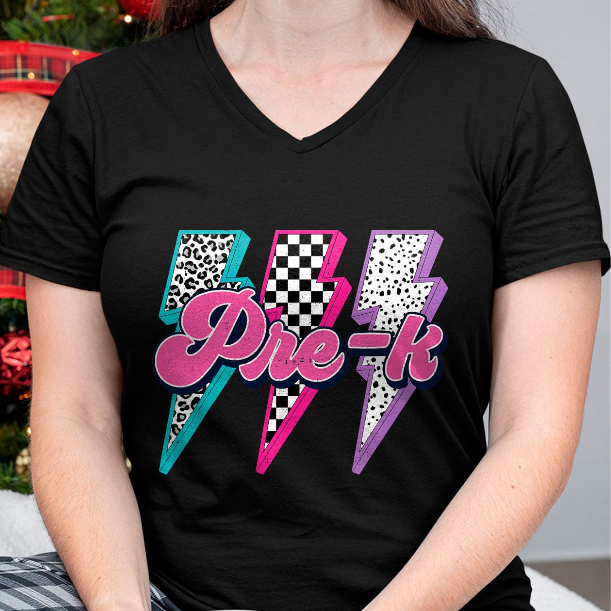 Best Student Shirt, Funny Back To School UnisexT-Shirt/Hoodie/Sweatshirt HLT00 - Girl Checkered Leopard Lightning Back to School Pre-K T-Shirt