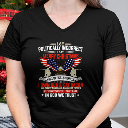 Christian Tee, Christian Faith Unisex T-Shirt/Hoodie/Sweatshirt HLT00 - I Am Politically Incorrect God Bless American Christ Eagle T-Shirt