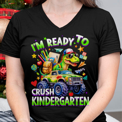 Best Student Shirt, Funny Back To School UnisexT-Shirt/Hoodie/Sweatshirt HLT00 - I_m Ready to Crush Kindergarten Dinosaur Back to School Boy T-Shirt
