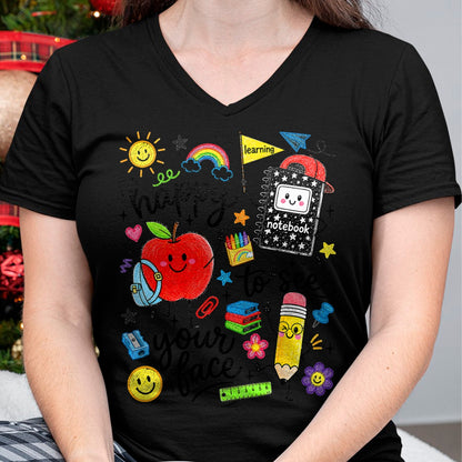 Best Student Shirt, Funny Back To School UnisexT-Shirt/Hoodie/Sweatshirt HLT00 - Happy to See Your Face School Supplies Back to School Kids T-Shirt
