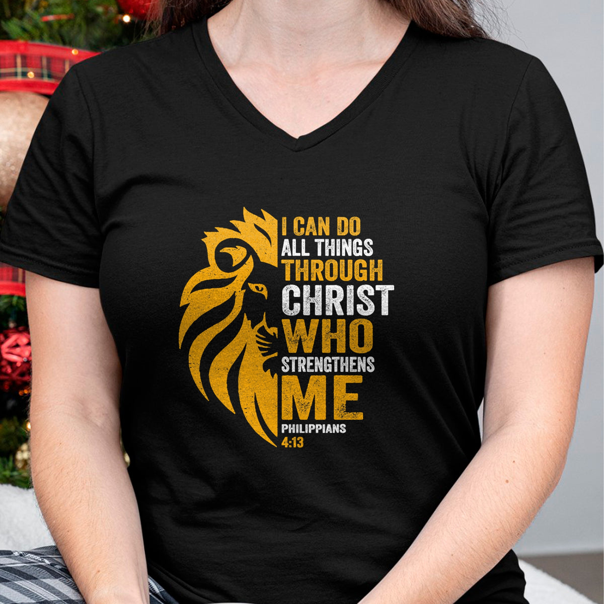 Christian Tee, Christian Faith Unisex T-Shirt/Hoodie/Sweatshirt HLT00 - I Can Do All Thing Through Christ Lion Philippians Faith T-Shirt