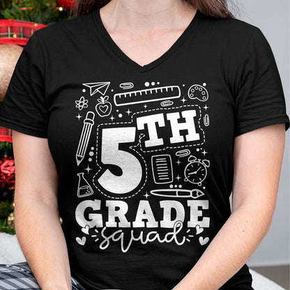 Best Student Shirt, Funny Back To School UnisexT-Shirt/Hoodie/Sweatshirt HLT00 - Back to School 5th Fifth Grade Squad Teacher Kid T-Shirt