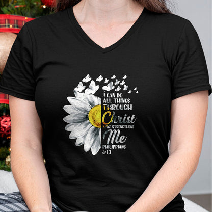 Christian Tee, Christian Faith Unisex T-Shirt/Hoodie/Sweatshirt HLT00 - I Can Do All Things Through Christ - Daisy Flower Religious T-Shirtrist - Christian Gift T-Shirt T-Shirt (Copy)