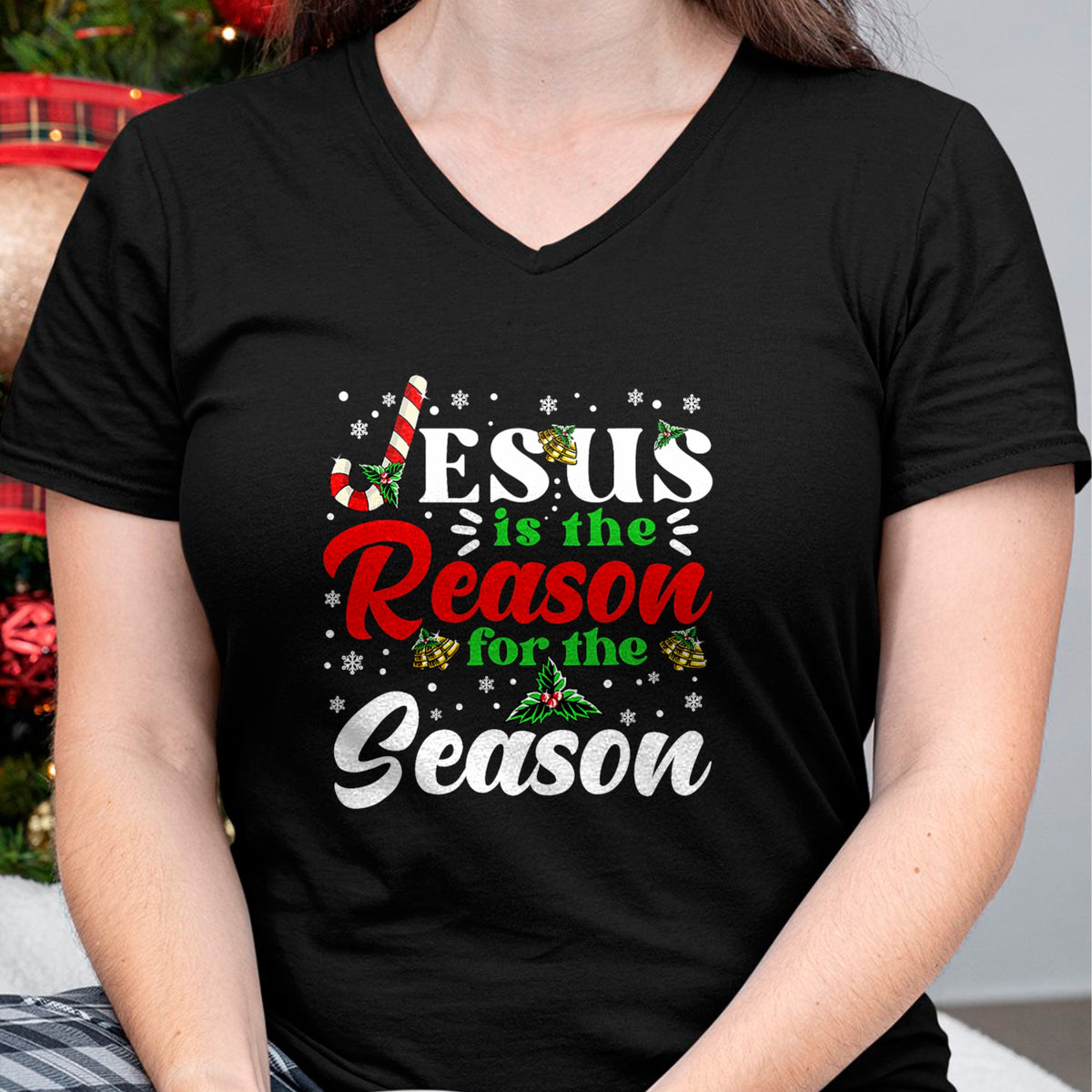 Christian Tee, Christian Faith Unisex T-Shirt/Hoodie/Sweatshirt HLT00 - Jesus Is The Reason For The Season Christmas X Mas Christian T-Shirt