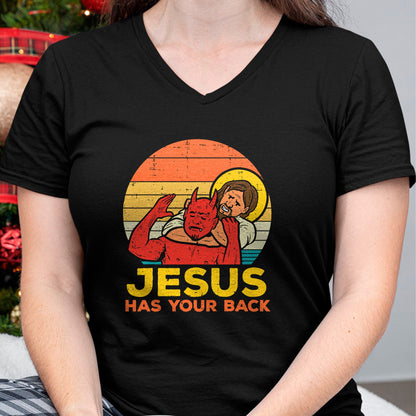 Christian Tee, Christian Faith Unisex T-Shirt/Hoodie/Sweatshirt HLT00 - Jesus Has Your Back Jiu Jitsu Retro Christian Men Women Kids T-Shirt