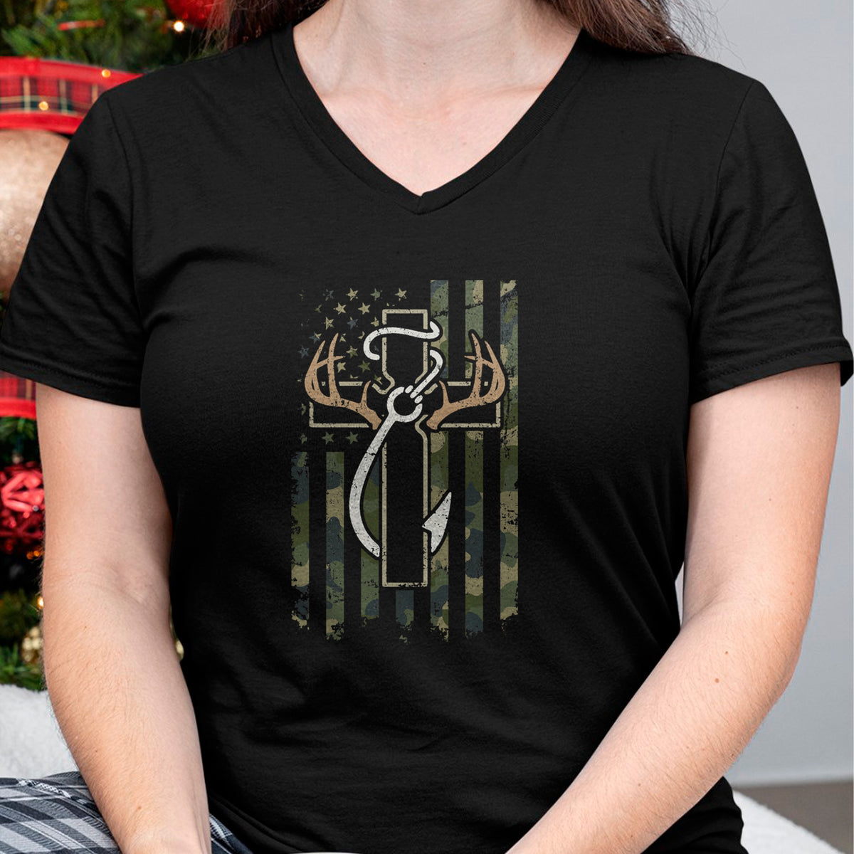 Christian Tee, Christian Faith Unisex T-Shirt/Hoodie/Sweatshirt HLT00 - Hunting Fishing Faith - Christian Hunter Fisherman Camo USA T-Shirt