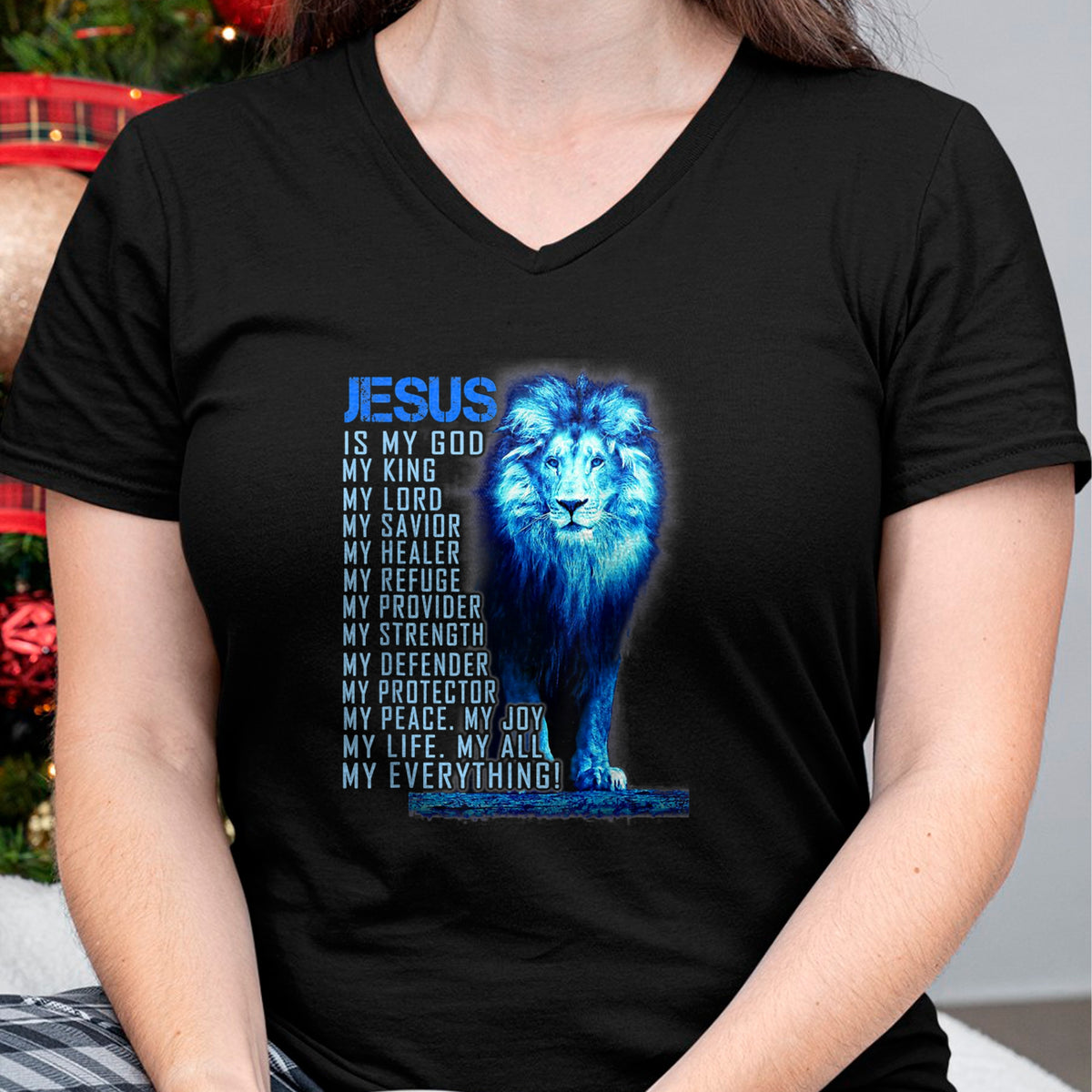 Christian Tee, Christian Faith Unisex T-Shirt/Hoodie/Sweatshirt HLT00 - Lion Christian Jesus Is My God King, Lord, and Savior T-Shirt