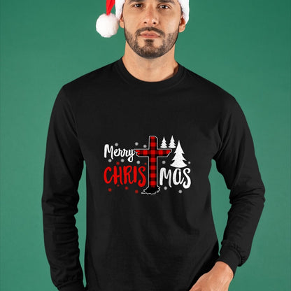 Christian Tee, Christian Faith Unisex T-Shirt/Hoodie/Sweatshirt HLT00 - Merry Christmas Christians Buffalo Plaid T-Shirt