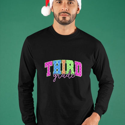 Best Student Shirt, Funny Back To School UnisexT-Shirt/Hoodie/Sweatshirt HLT00 - Back to School Neon Checkered Third Grade, Colorful Teacher T-Shirt