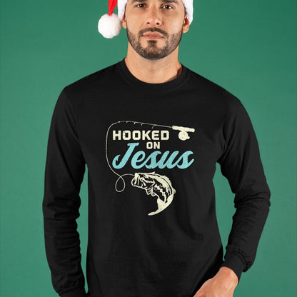 Christian Tee, Christian Faith Unisex T-Shirt/Hoodie/Sweatshirt HLT00 - Hook On Jesus Bass Fishing Christian Religious God Gift T-Shirt