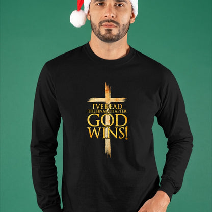 Christian Tee, Christian Faith Unisex T-Shirt/Hoodie/Sweatshirt HLT00 - I_ve Read the Final Chapter God Wins Christian Faith Cross T-Shirt