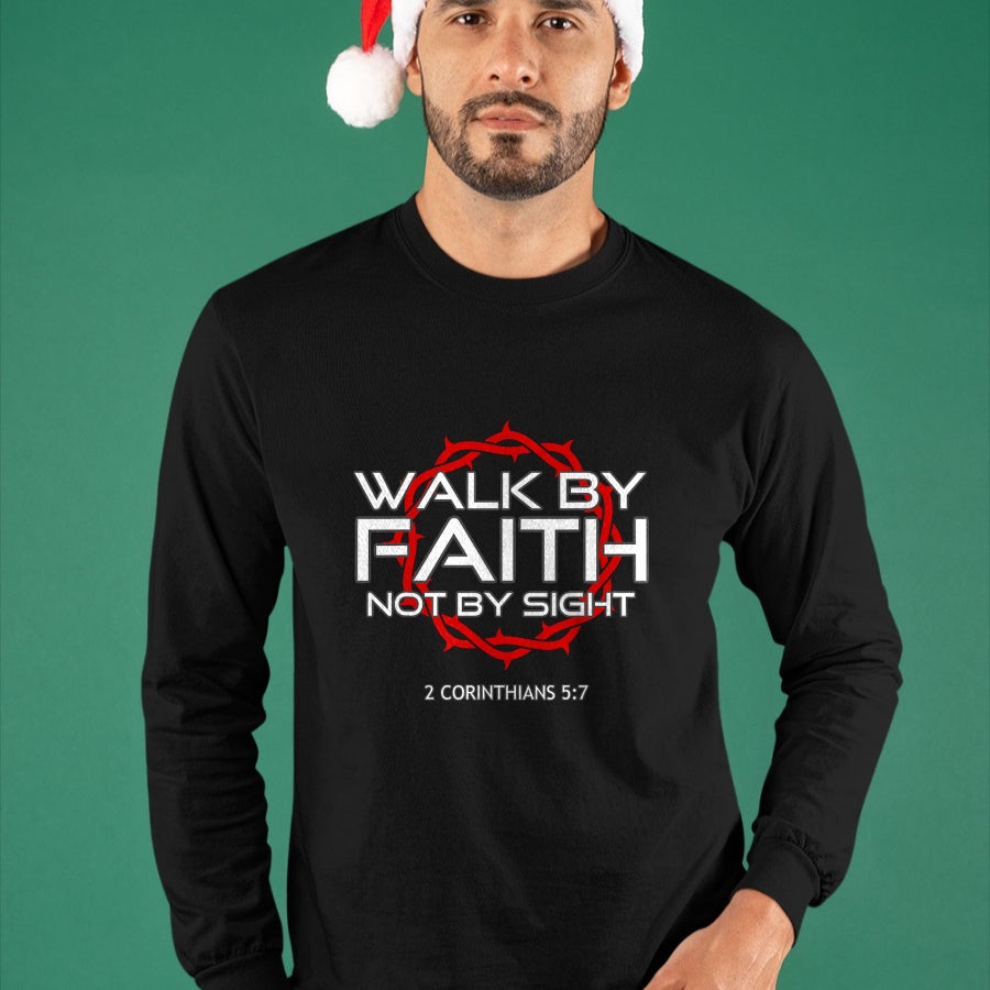 Christian Tee, Christian Faith Unisex T-Shirt/Hoodie/Sweatshirt HLT00 - Jesus Walk by Faith Christian T-Shirt