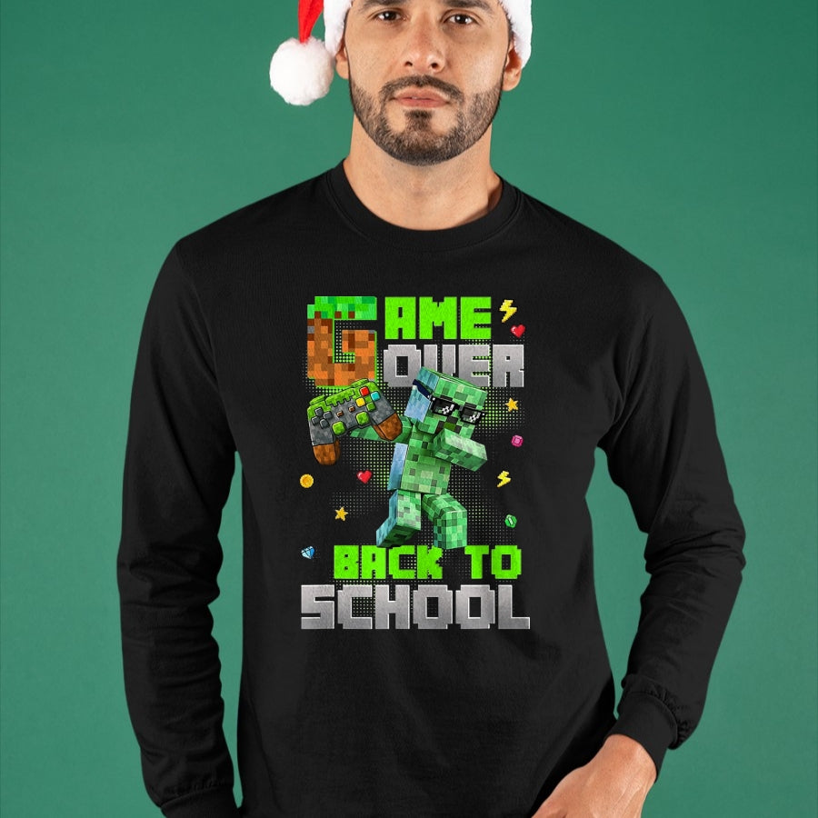 Best Student Shirt, Funny Back To School UnisexT-Shirt/Hoodie/Sweatshirt HLT00 - Game Over Back to School Funny Bruh We Back Kids Boy Gaming T-Shirt, Men, Black, 3X-Large