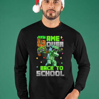 Best Student Shirt, Funny Back To School UnisexT-Shirt/Hoodie/Sweatshirt HLT00 - Game Over Back to School Funny Bruh We Back Kids Boy Gaming T-Shirt, Men, Black, 3X-Large