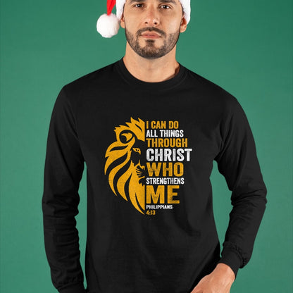 Christian Tee, Christian Faith Unisex T-Shirt/Hoodie/Sweatshirt HLT00 - I Can Do All Thing Through Christ Lion Philippians Faith T-Shirt