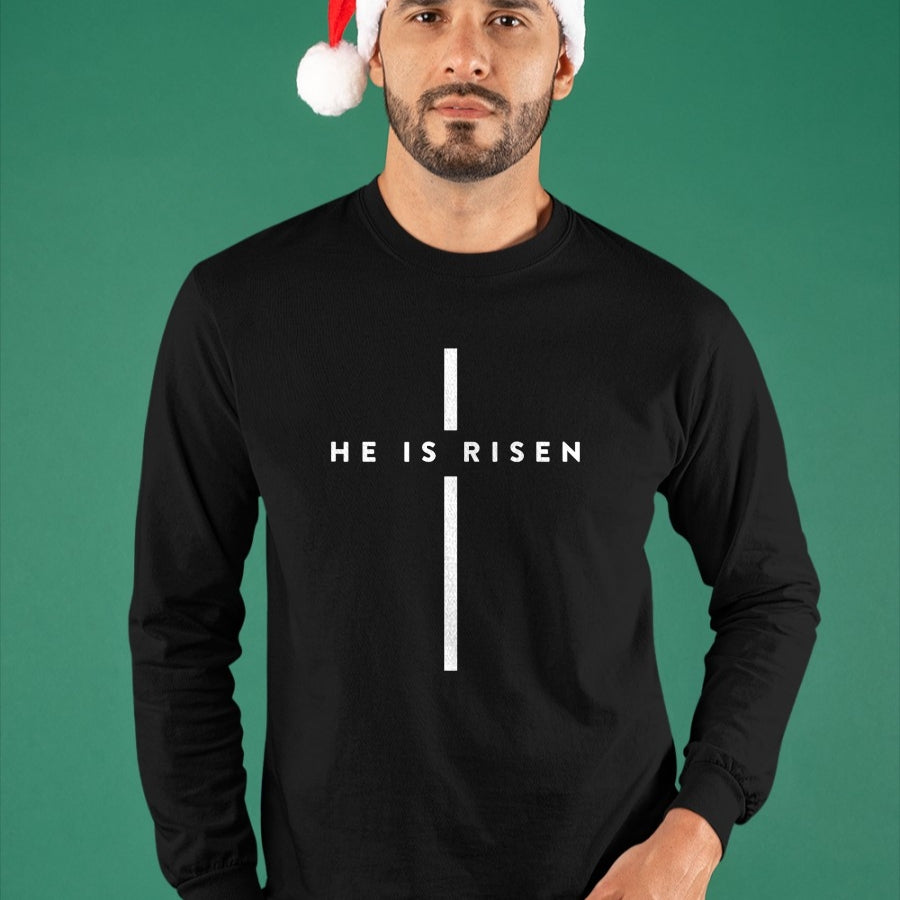 Christian Tee, Christian Faith Unisex T-Shirt/Hoodie/Sweatshirt HLT00 - He Is Risen Cross Jesus Easter Day Christmas Christians T-Shirt (1)
