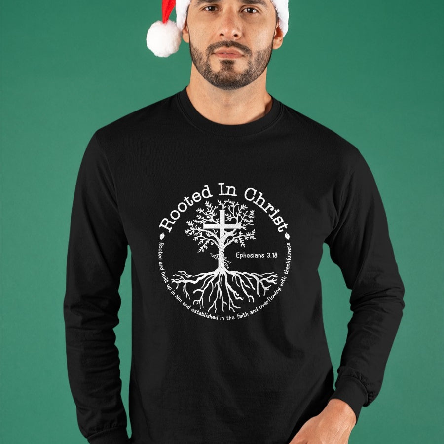 Christian Tee, Christian Faith Unisex T-Shirt/Hoodie/Sweatshirt HLT00 - Jesus Cross Pray Bible Verse Christian Rooted In Christ T-Shirt