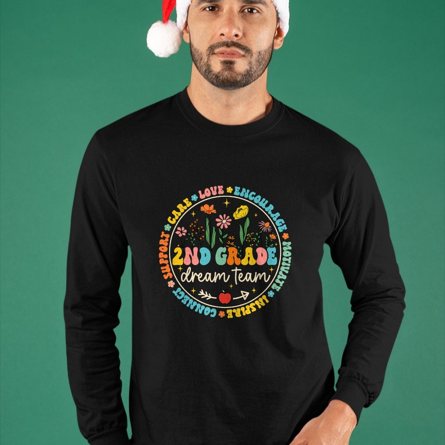 Best Student Shirt, Funny Back To School UnisexT-Shirt/Hoodie/Sweatshirt HLT00 - 2nd Grade Dream Team Back to School Teacher Care Love Floral T-Shirt