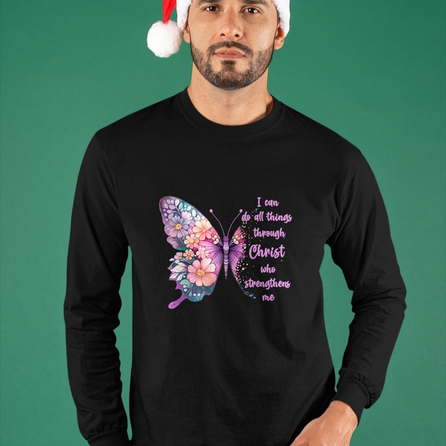 Christian Tee, Christian Faith Unisex T-Shirt/Hoodie/Sweatshirt HLT00 - I Can Do All Things Through Christ Pretty Butterfly T-Shirtall T-Shirt (Copy)