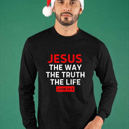 Christian Tee, Christian Faith Unisex T-Shirt/Hoodie/Sweatshirt HLT00 - Jesus The Way Truth Life John 14 6 Christian Bible Verse T-Shirt (1)