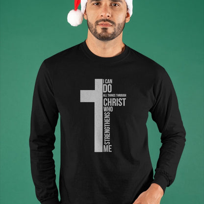 Christian Tee, Christian Faith Unisex T-Shirt/Hoodie/Sweatshirt HLT00 - I Can Do All Things Through Christ Who Strengthens Me Cross T-Shirt