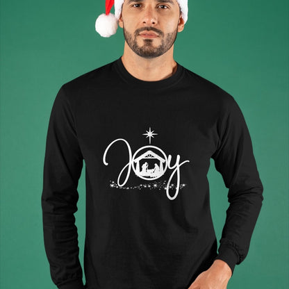 Christian Tee, Christian Faith Unisex T-Shirt/Hoodie/Sweatshirt HLT00 - Christian Christmas Joy Jesus Nativity Scene Faith Gift Long Sleeve T-Shirt
