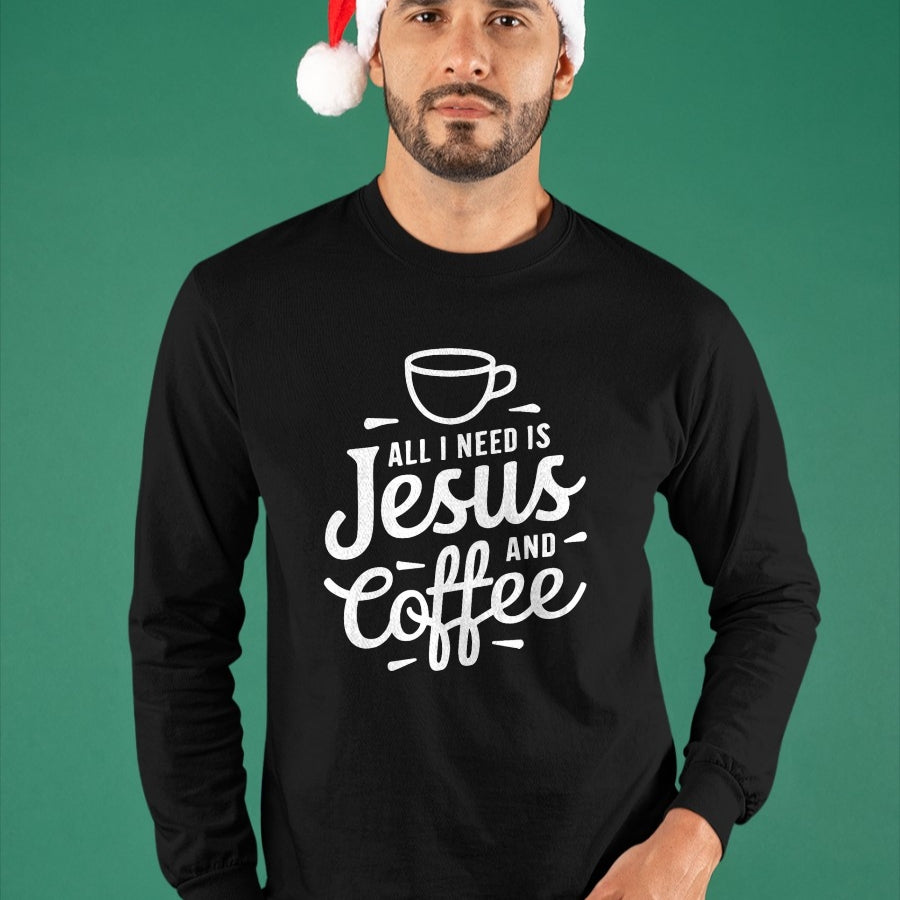 Christian Tee, Christian Faith Unisex T-Shirt/Hoodie/Sweatshirt HLT00 -  All I Need Is Jesus And Coffee Shirt Men Women Religious T-Shirt