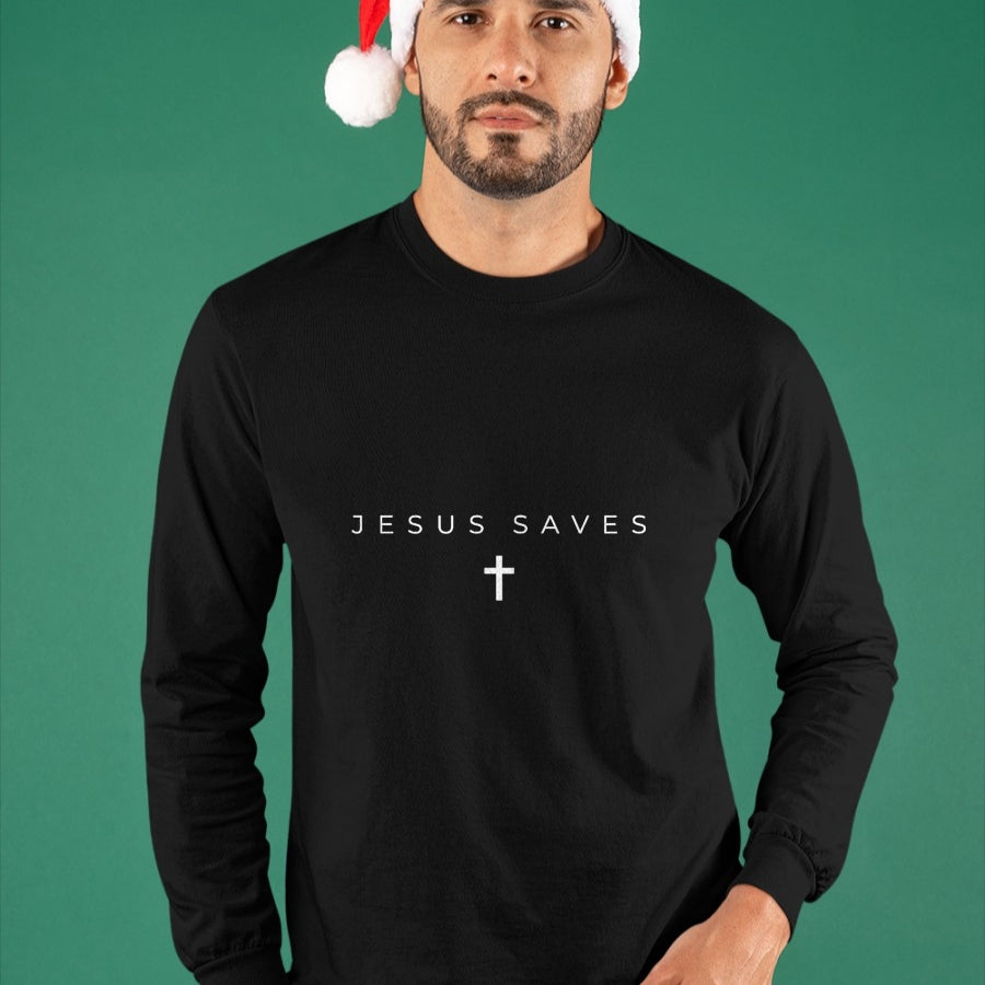 Christian Tee, Christian Faith Unisex T-Shirt/Hoodie/Sweatshirt HLT00 - Jesus Saves Cross Subtle Christian Minimal Religious Faith T-Shirt