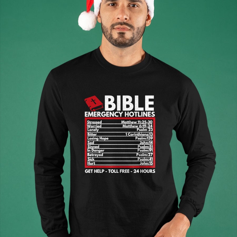 Christian Tee, Christian Faith Unisex T-Shirt/Hoodie/Sweatshirt HLT00 -  Bible Emergency Numbers - Funny Christian Bible & Jesus T-Shirt