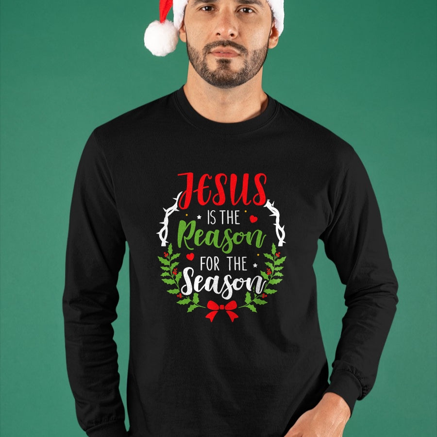 Christian Tee, Christian Faith Unisex T-Shirt/Hoodie/Sweatshirt HLT00 - Jesus is the reason for the season christian christmas T-Shirt (1)