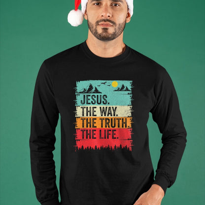 Christian Tee, Christian Faith Unisex T-Shirt/Hoodie/Sweatshirt HLT00 - Jesus The Way Truth Life Women Men Kids Christian Worship T-Shirt (1)