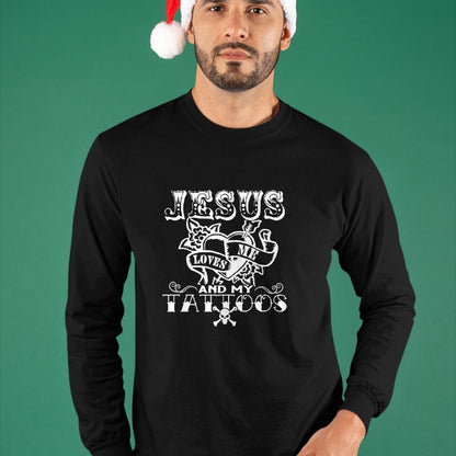 Christian Tee, Christian Faith Unisex T-Shirt/Hoodie/Sweatshirt HLT00 - Jesus Loves Me & My Tattoos Christian Jesus God Tattoo Lover T-Shirt (1)
