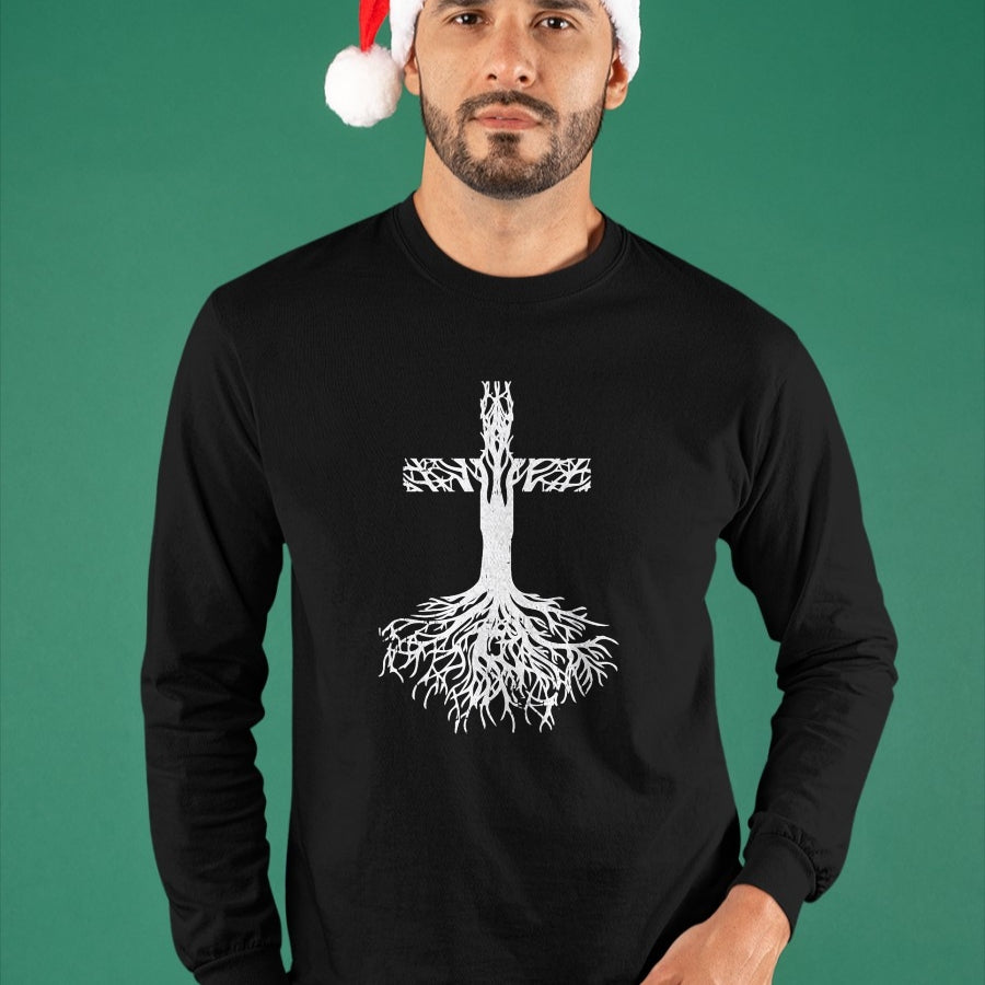 Christian Tee, Christian Faith Unisex T-Shirt/Hoodie/Sweatshirt HLT00 - Cross Roots God Jesus Christ Faith Religious Christian Gift T-Shirt