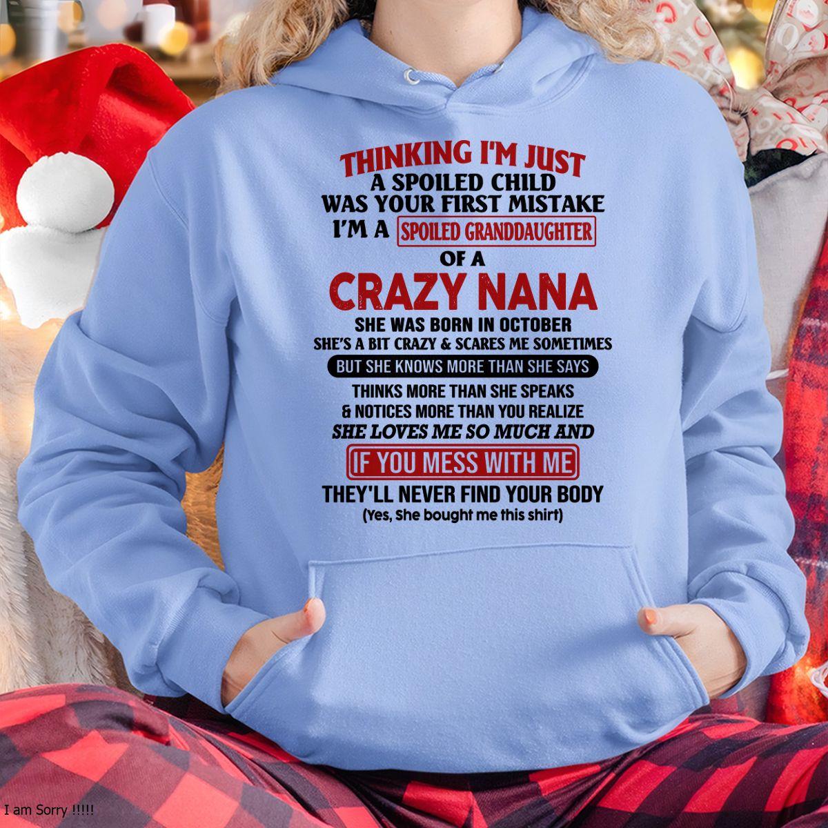 SPOILED GRANDDAUGHTER OF A CRAZY NANA T-SHIRT October Edition - From grandma to granddaughter - virgo10 (SKU07-129-10)