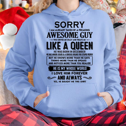 December - Sorry I am already taken by a freaking awesome guy - Gift for Wife From Husband - Virgo12 (SKU-SRG-12)