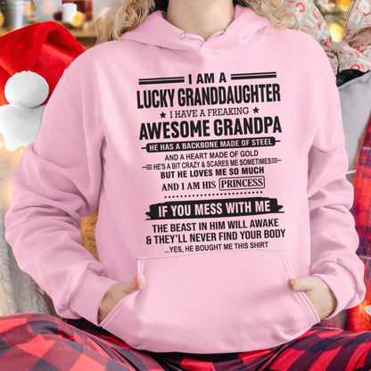 I Am A Lucky Granddaughter T-Shirt – Birthday Gift From Grandpa / Man - virgo00 (SKU11-122-00)