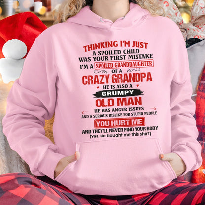 Spoiled Granddaughter of a Crazy Grandpa Shirt – Birthday Gift from Grandpa / Man - virgo00 (SKU12-200-00)