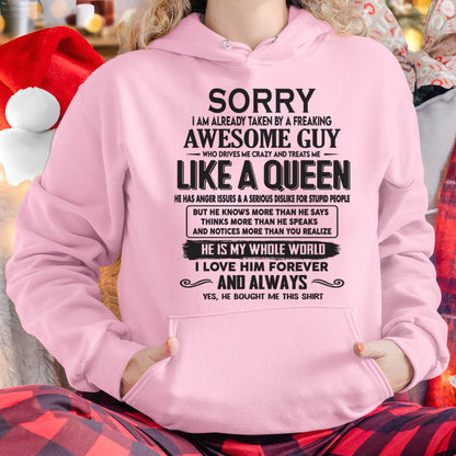 Sorry I am already taken by a freaking awesome guy - Gift for Wife From Husband - Virgo00 (SKU08-25-00)