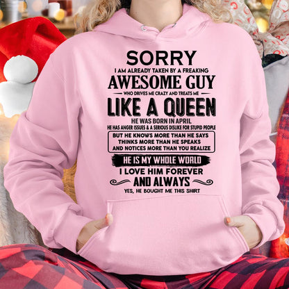 April - Sorry I am already taken by a freaking awesome guy - Gift for Wife From Husband - Virgo04 (SKU-SRG-04)