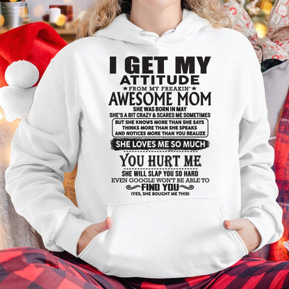 May - Thanks Mom - I GET MY ATTITUDE FROM MY FREAKIN' AWESOME MOM - Gift for Son and Daughter From Mom - virgo05 May (SKU-TMD-05)