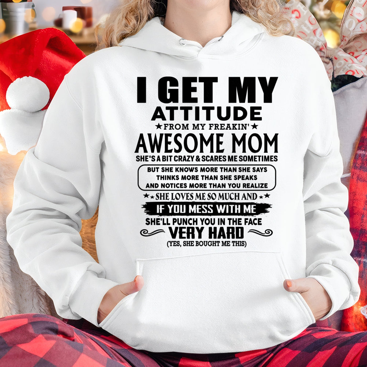 Thanks Mom - I GET MY ATTITUDE FROM MY FREAKIN' AWESOME MOM - Gift for Son and Daughter From Mom - virgo00 (SKU-TMD-CU-00)