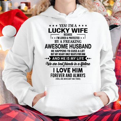 YES! I'M A LUCKY WIFE BECAUSE I'M LOVED & PROTECTED BY A FREAKING AWESOME HUSBAND - FROM HUSBAND - virgo00 (SKU26T-01272-00)