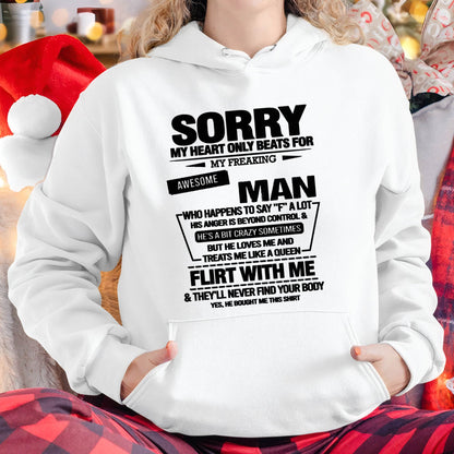 SORRY MY HEART ONLY BEATS FOR MY FREAKING AWESOME MAN - FROM HUSBAND - virgo00 (SKU26T-01-34-00)