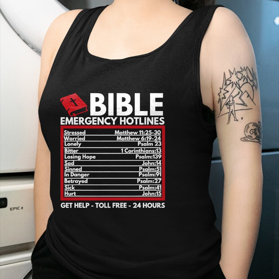 Christian Tee, Christian Faith Unisex T-Shirt/Hoodie/Sweatshirt HLT00 -  Bible Emergency Numbers - Funny Christian Bible & Jesus T-Shirt