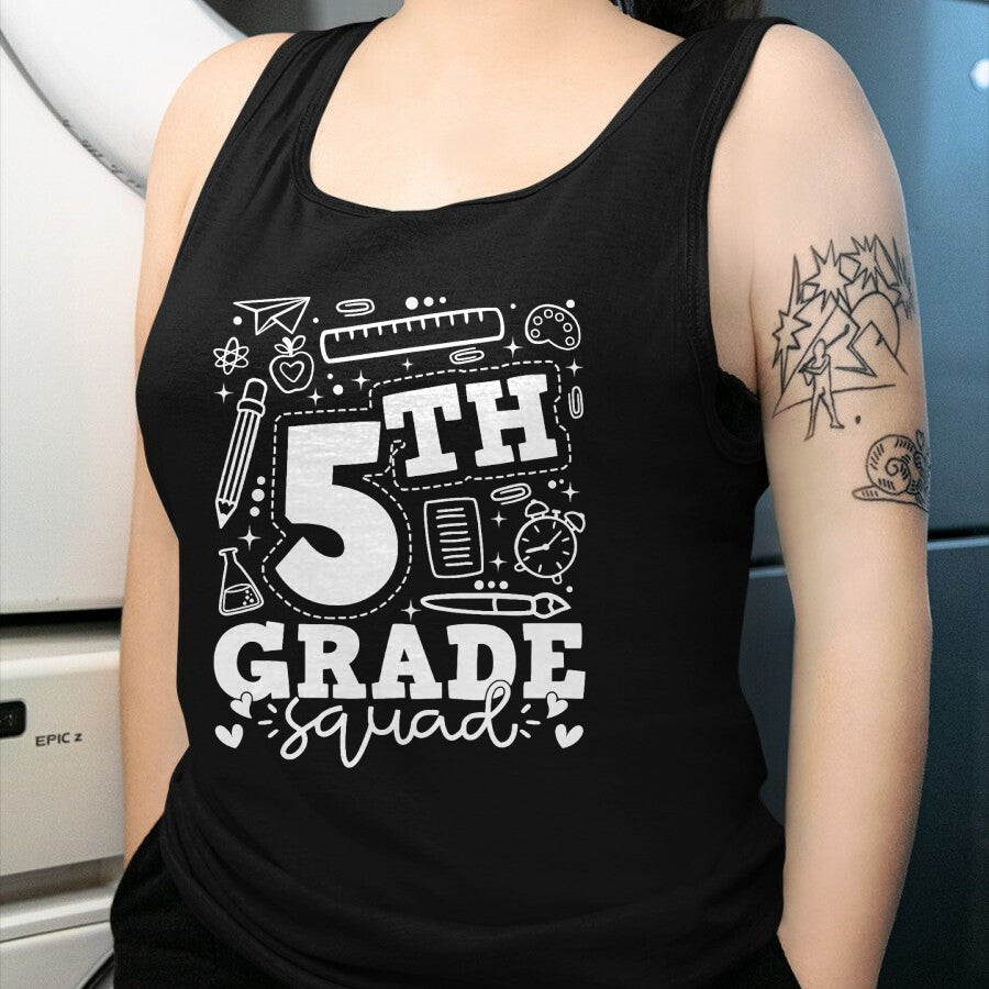 Best Student Shirt, Funny Back To School UnisexT-Shirt/Hoodie/Sweatshirt HLT00 - Back to School 5th Fifth Grade Squad Teacher Kid T-Shirt