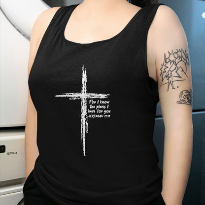 Christian Tee, Christian Faith Unisex T-Shirt/Hoodie/Sweatshirt HLT00 - Cross I Know The Plans Verse Bible Jesus God Christian Gift T-Shirt