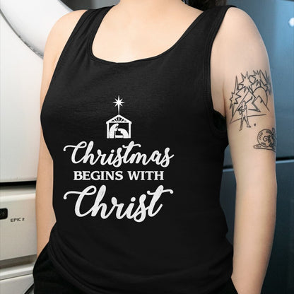 Christian Tee, Christian Faith Unisex T-Shirt/Hoodie/Sweatshirt HLT00 - Christmas Begins With Christ Christmas T-Shirt T-Shirt