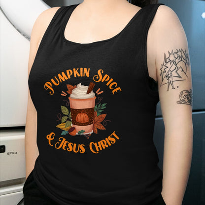 Christian Tee, Christian Faith Unisex T-Shirt/Hoodie/Sweatshirt HLT00 - Fall Season Cute Pumpkin Spice And Jesus Christ Thanksgiving T-Shirt
