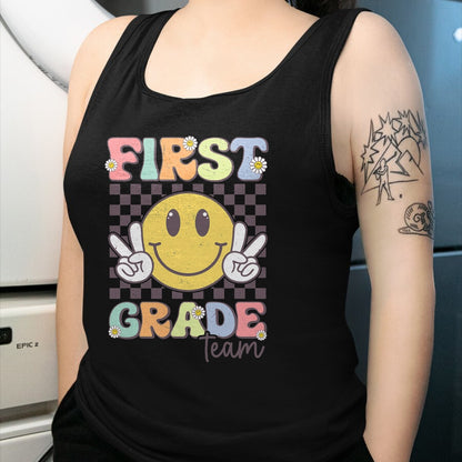 Best Student Shirt, Funny Back To School UnisexT-Shirt/Hoodie/Sweatshirt HLT00 - First Grade Team Smile Face 1st Grade Back to School T-Shirt